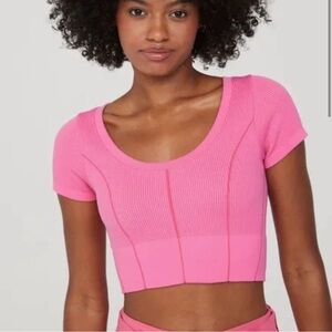 Offline by Aerie Pink Seamless Coarset Cropped T-Shirt